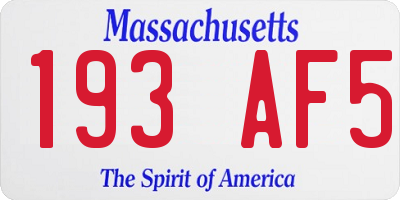 MA license plate 193AF5