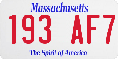 MA license plate 193AF7