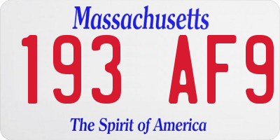 MA license plate 193AF9