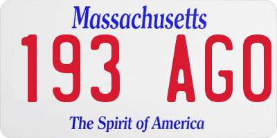 MA license plate 193AG0