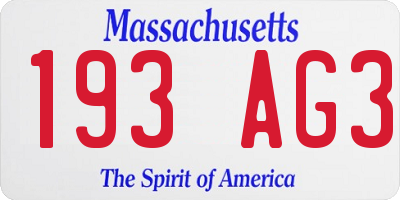 MA license plate 193AG3