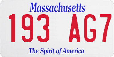 MA license plate 193AG7