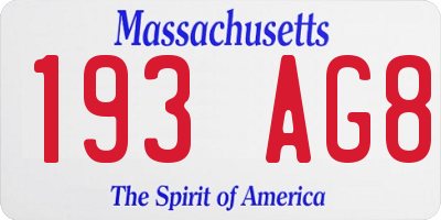 MA license plate 193AG8
