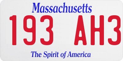 MA license plate 193AH3