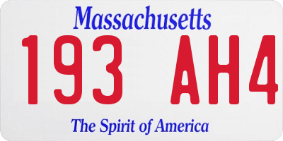 MA license plate 193AH4