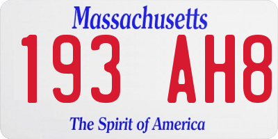 MA license plate 193AH8