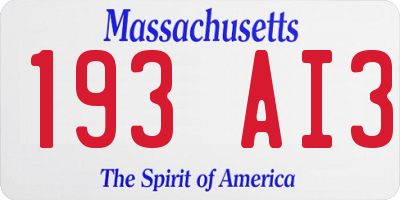 MA license plate 193AI3