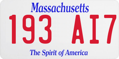 MA license plate 193AI7