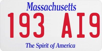 MA license plate 193AI9