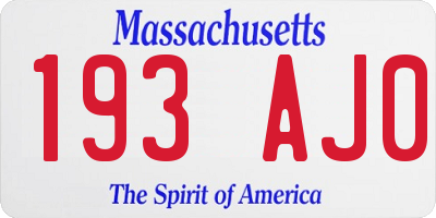 MA license plate 193AJ0