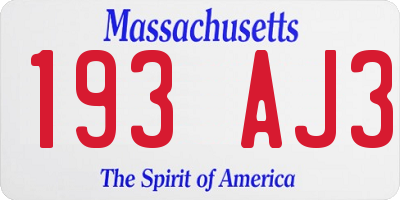 MA license plate 193AJ3