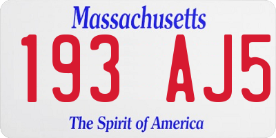 MA license plate 193AJ5