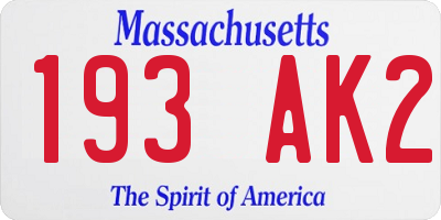 MA license plate 193AK2