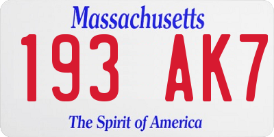 MA license plate 193AK7