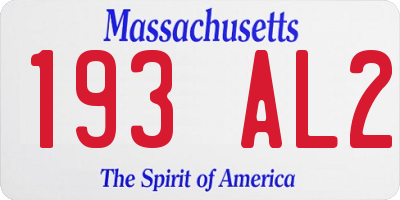 MA license plate 193AL2