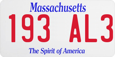 MA license plate 193AL3