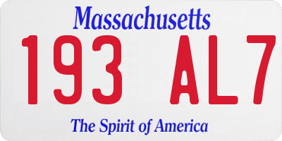 MA license plate 193AL7