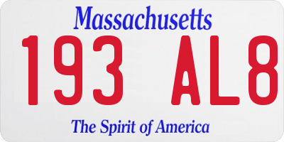 MA license plate 193AL8