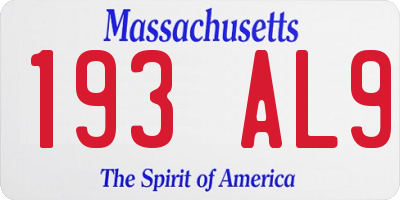 MA license plate 193AL9