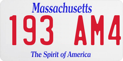 MA license plate 193AM4