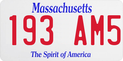 MA license plate 193AM5