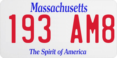MA license plate 193AM8