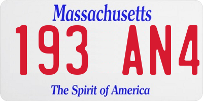 MA license plate 193AN4