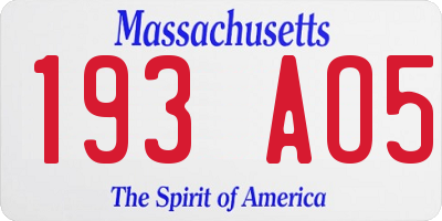 MA license plate 193AO5