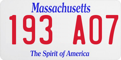 MA license plate 193AO7