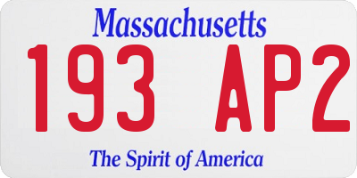 MA license plate 193AP2