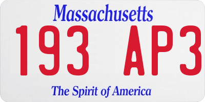 MA license plate 193AP3
