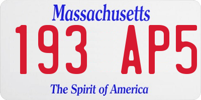 MA license plate 193AP5