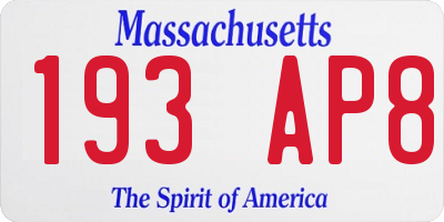MA license plate 193AP8