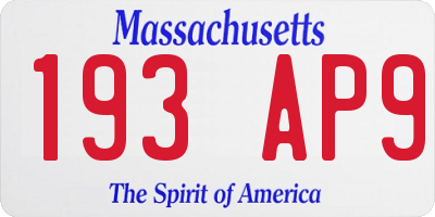 MA license plate 193AP9