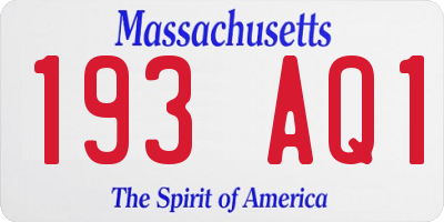 MA license plate 193AQ1