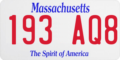 MA license plate 193AQ8