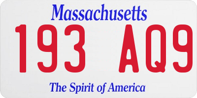 MA license plate 193AQ9