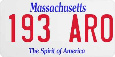 MA license plate 193AR0