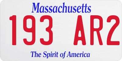 MA license plate 193AR2
