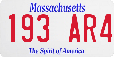 MA license plate 193AR4