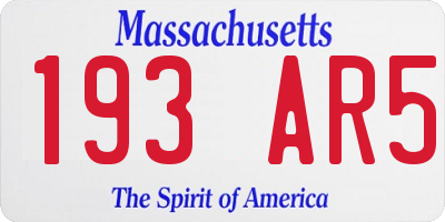 MA license plate 193AR5