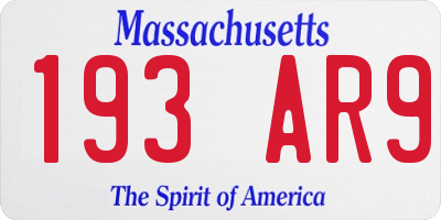 MA license plate 193AR9