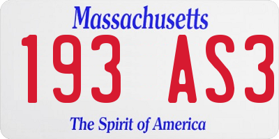MA license plate 193AS3