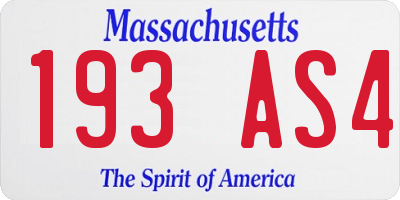 MA license plate 193AS4