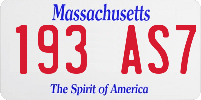 MA license plate 193AS7