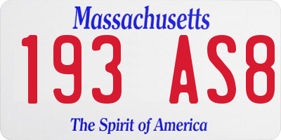 MA license plate 193AS8