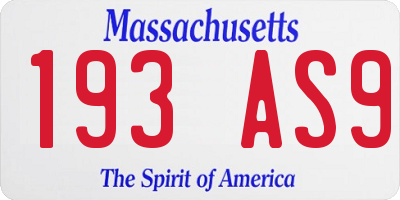 MA license plate 193AS9