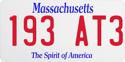 MA license plate 193AT3