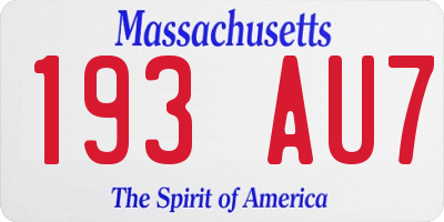 MA license plate 193AU7