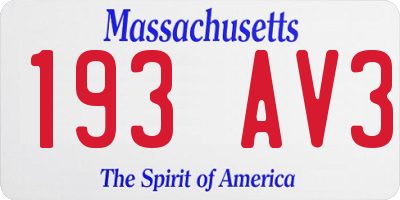 MA license plate 193AV3